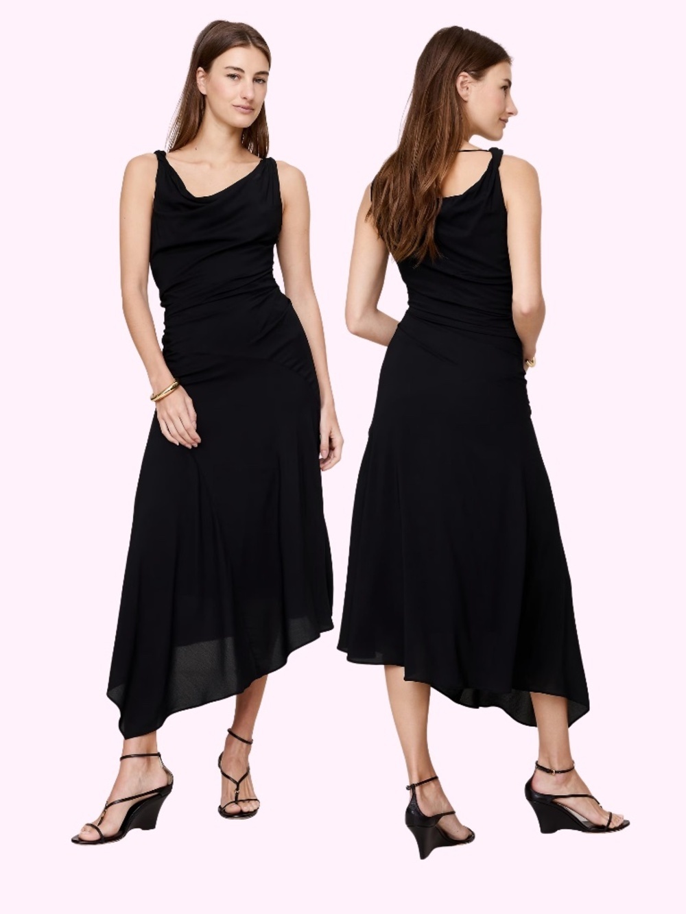 NWT Banana Republic Crepe Twist-Sholder Dress Black Sz 18